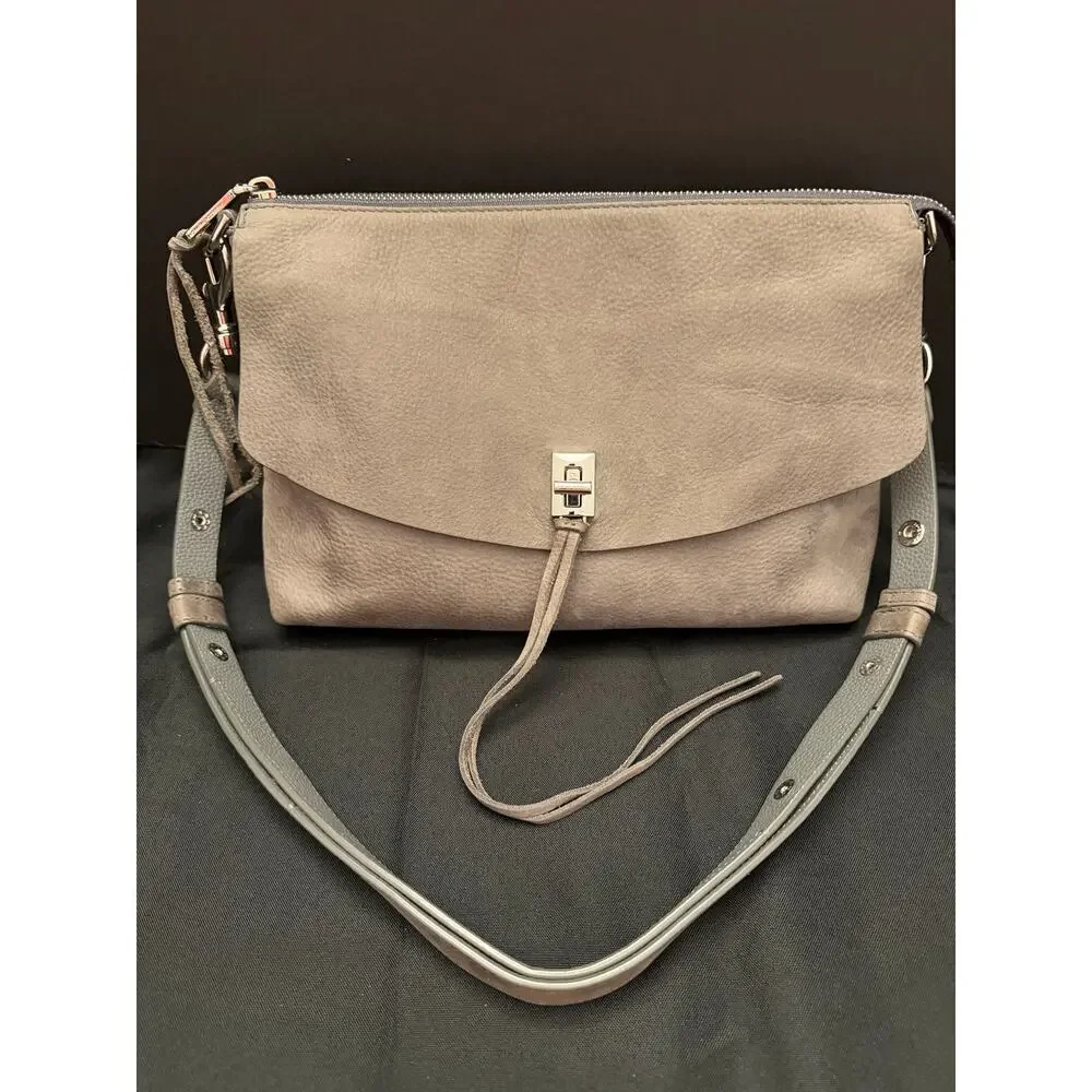 Rebecca Minkoff Darren Top Zip Convertible Crossbody/Shoulder Grey/Taupe Suede